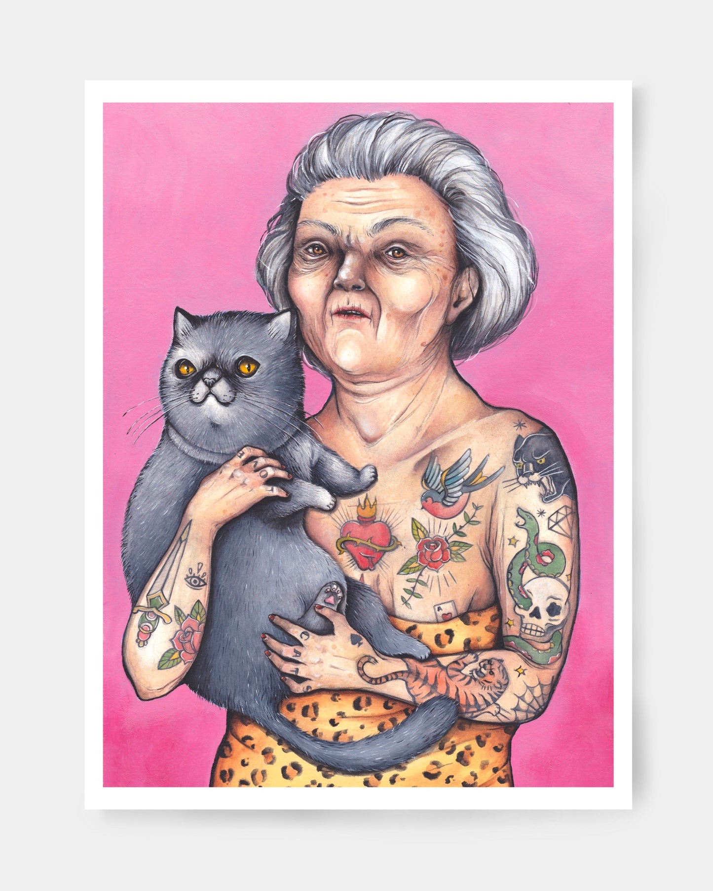 old catlady with tattoos