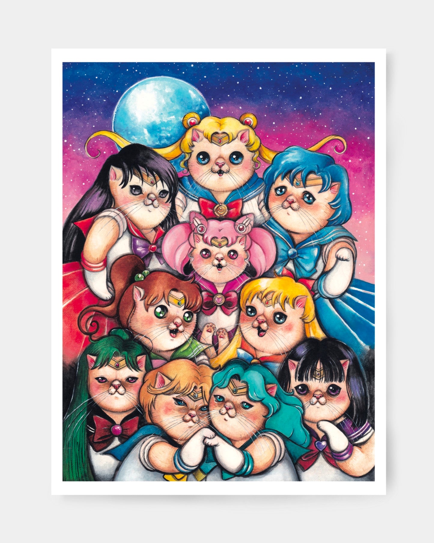 sailor moon e le guerriere sailor in versione gattine realizzata da Laura Bellini