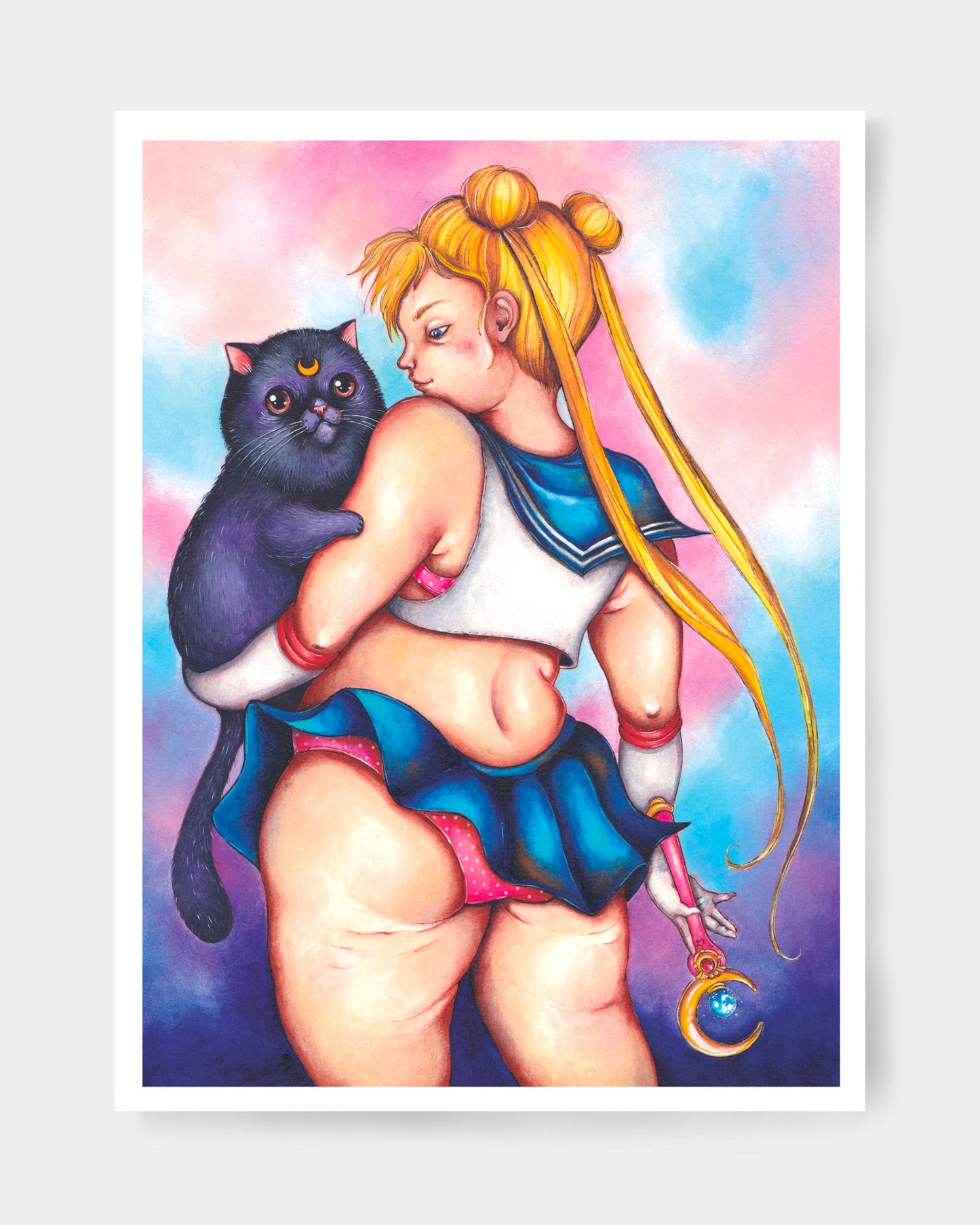 sailor moon curvy body positive con gatta luna