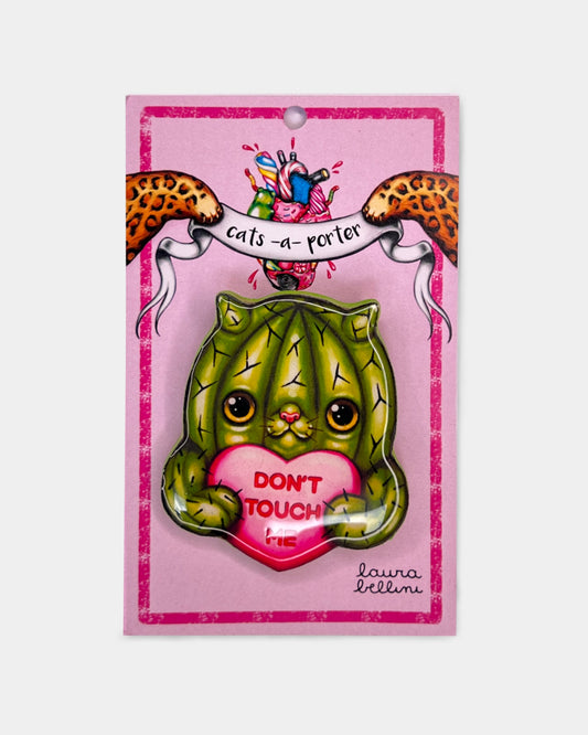 gatto cactus con cuore con scritta don't touch