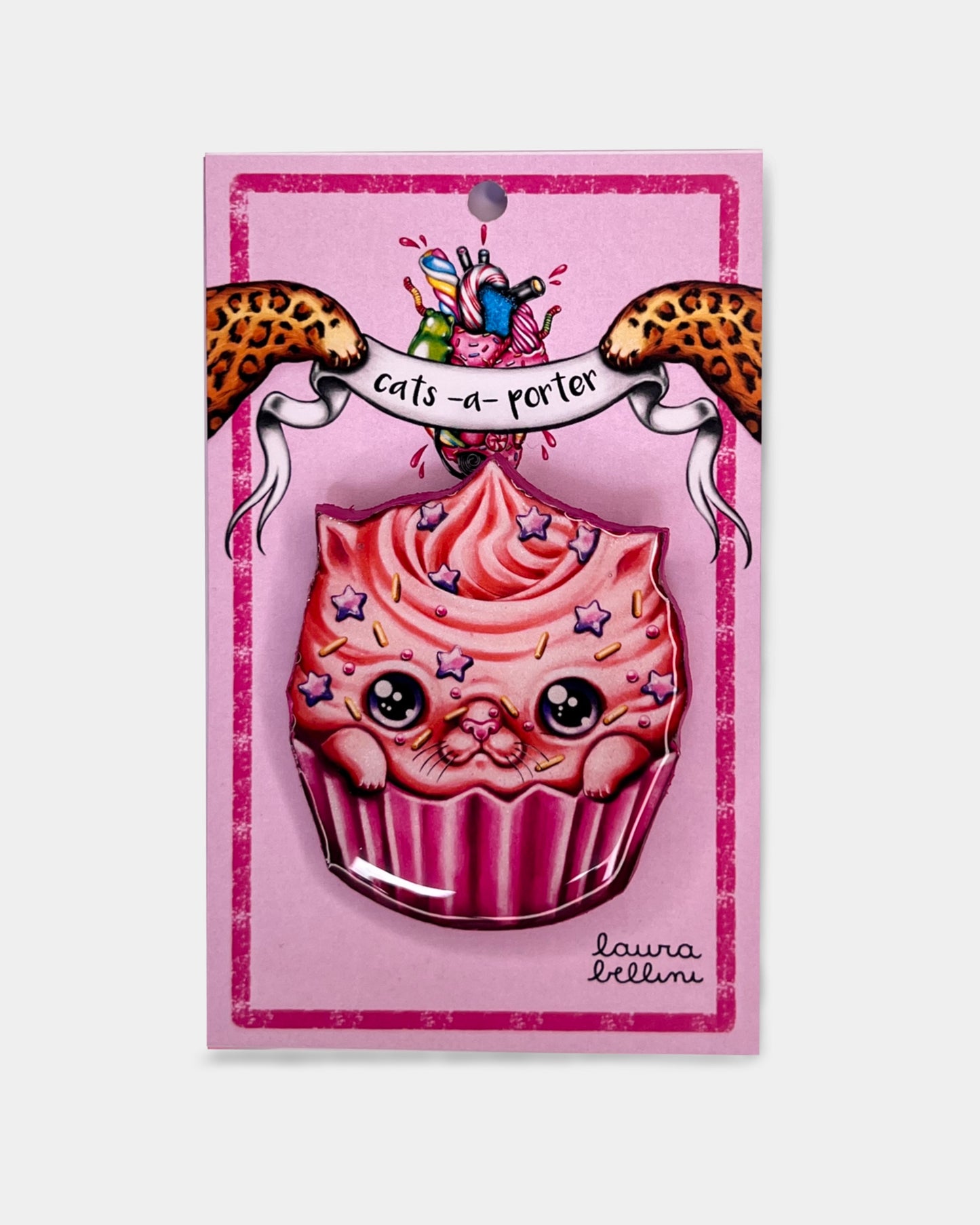 Cupcake a forma di gattino rosa e arancio