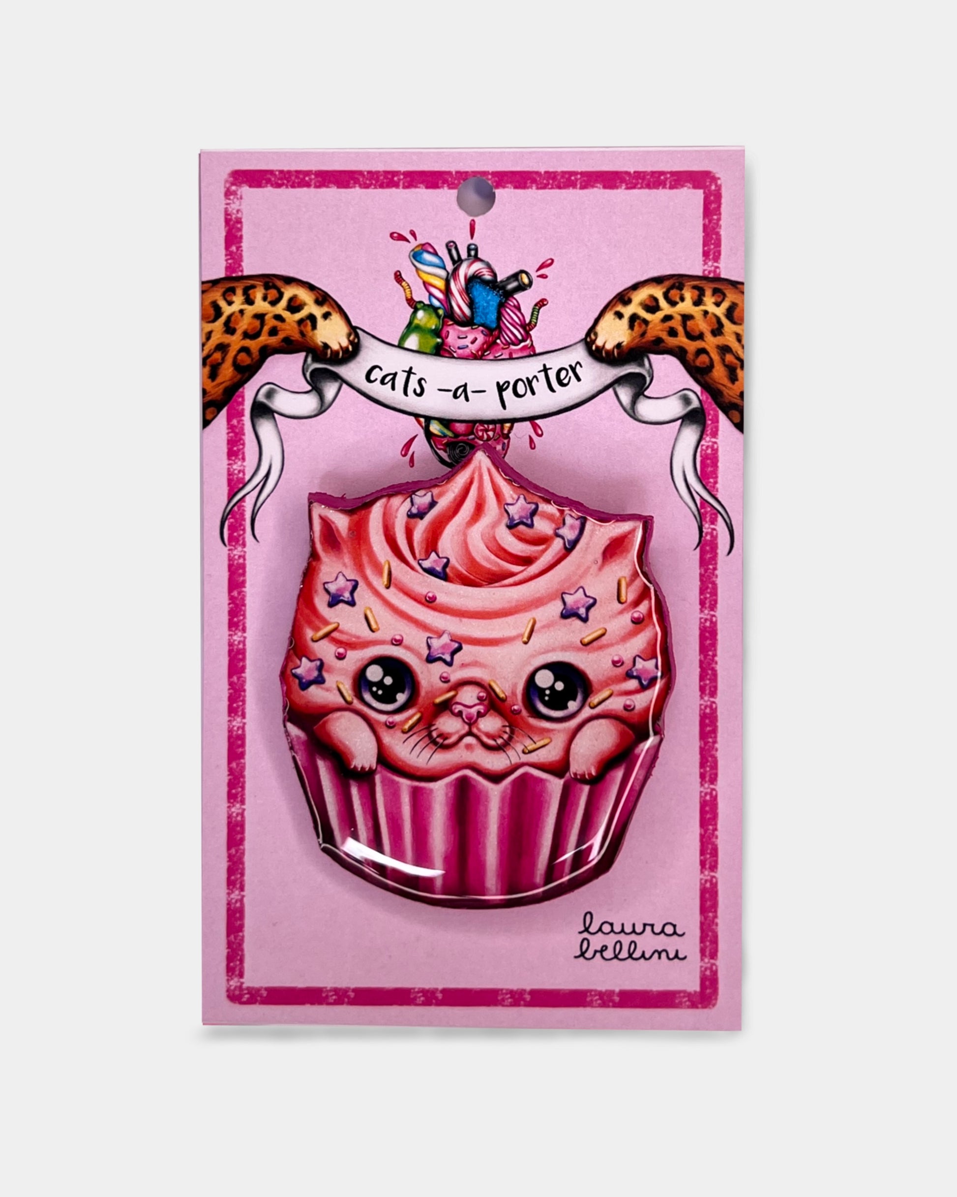 Cupcake a forma di gattino rosa e arancio