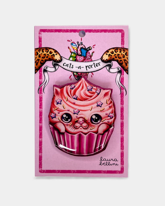 Cupcake a forma di gattino rosa e arancio